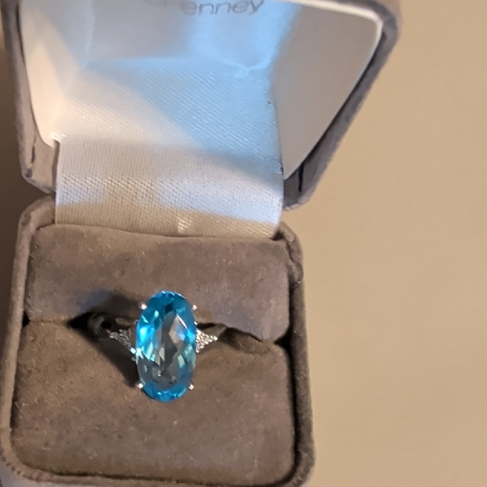 Blue Oval Gemstone Ring - Women Jewelry